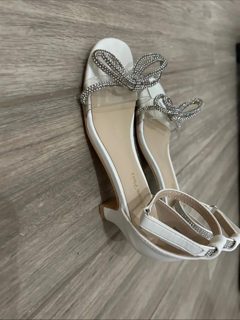 Dream Pairs White Girls Rhinestone Bow Ankle-Strap Sandals